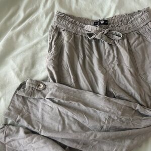 Rewash Tappered Linen Green Joggers